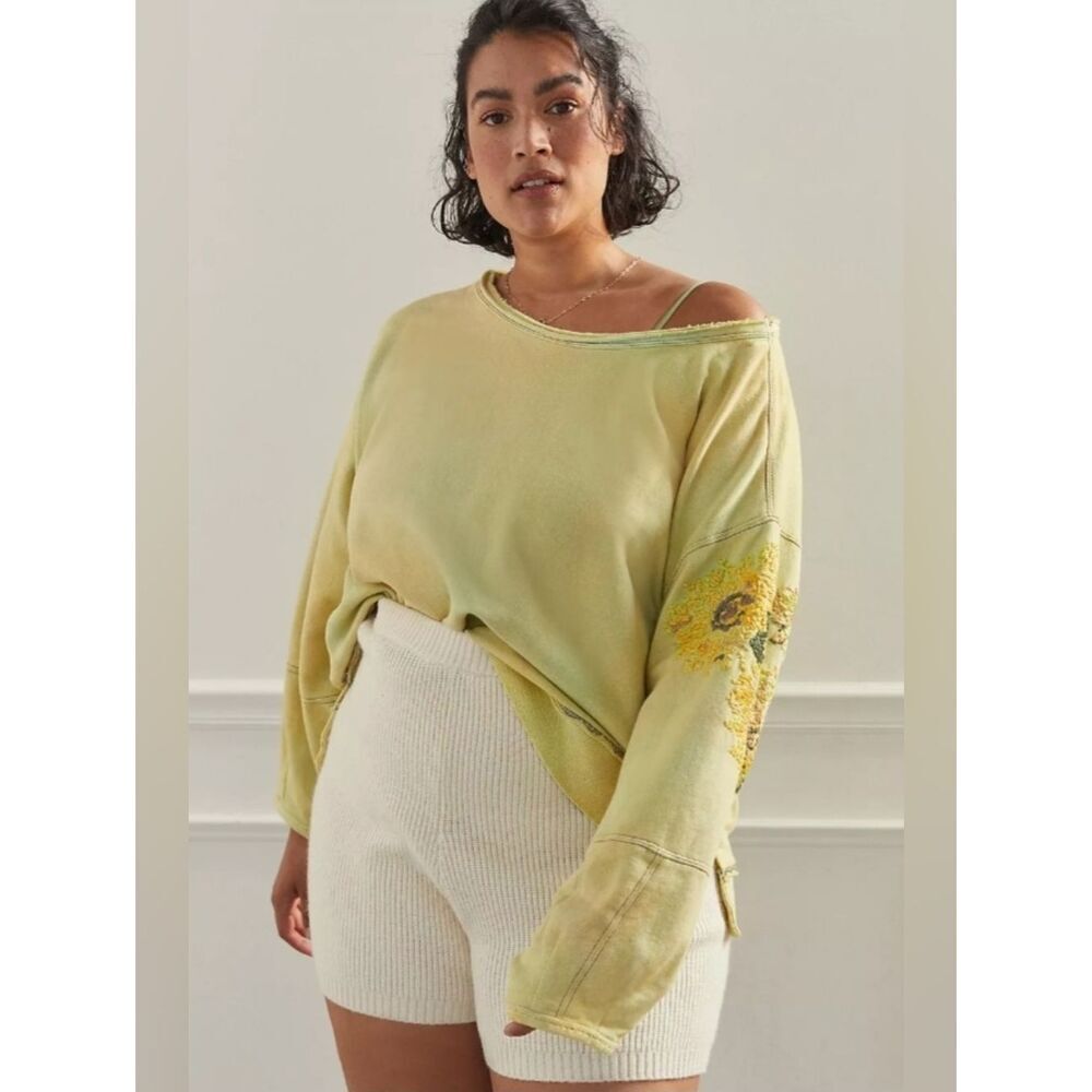 Daily Practice Anthropologie Azalea Tie Dye Sweatshirt Size L Lime Green